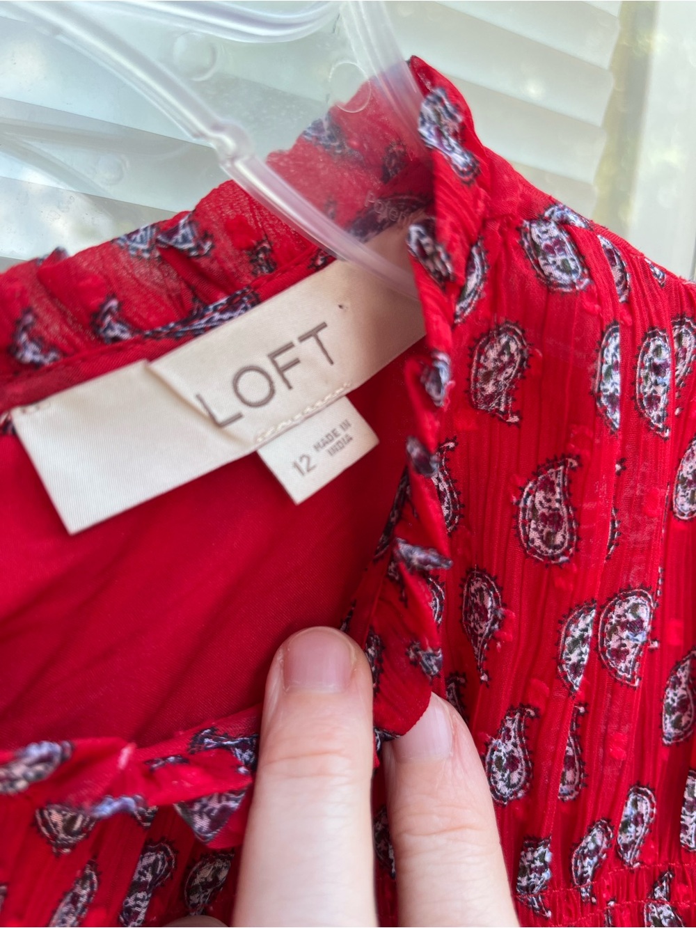 LOFT Red Paisley Print Dress size 12 - Picture 6 of 7